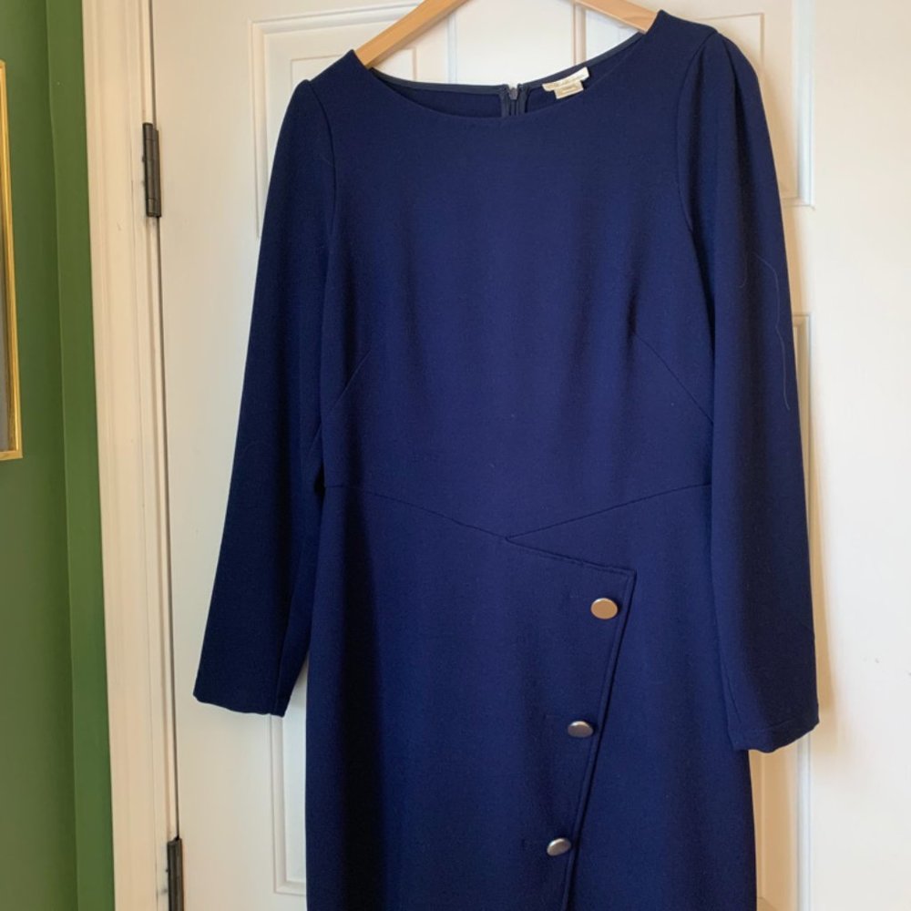 Navy blue long sleeved a-line dress